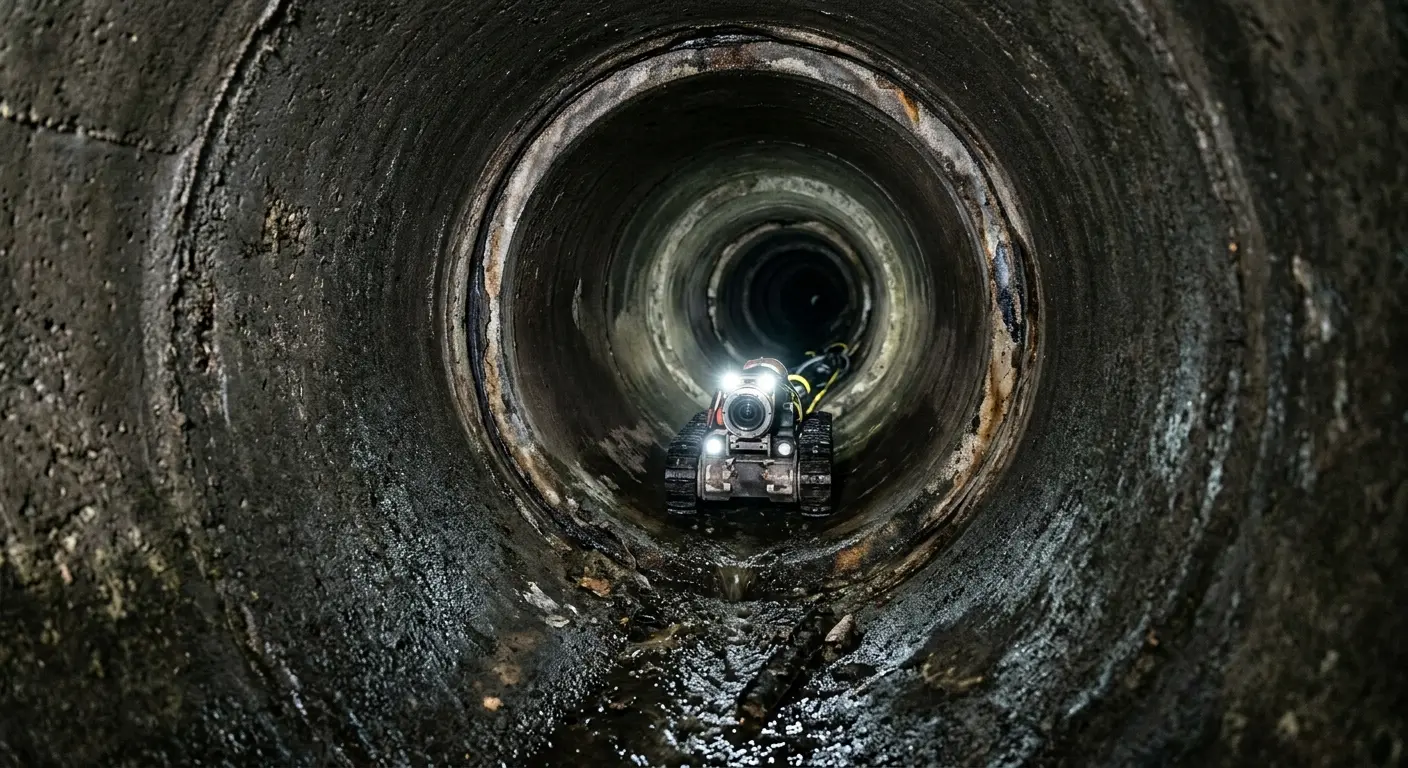 Robotic sewer camera inspecting pipe interior for Sewer Line Repair in Garwood